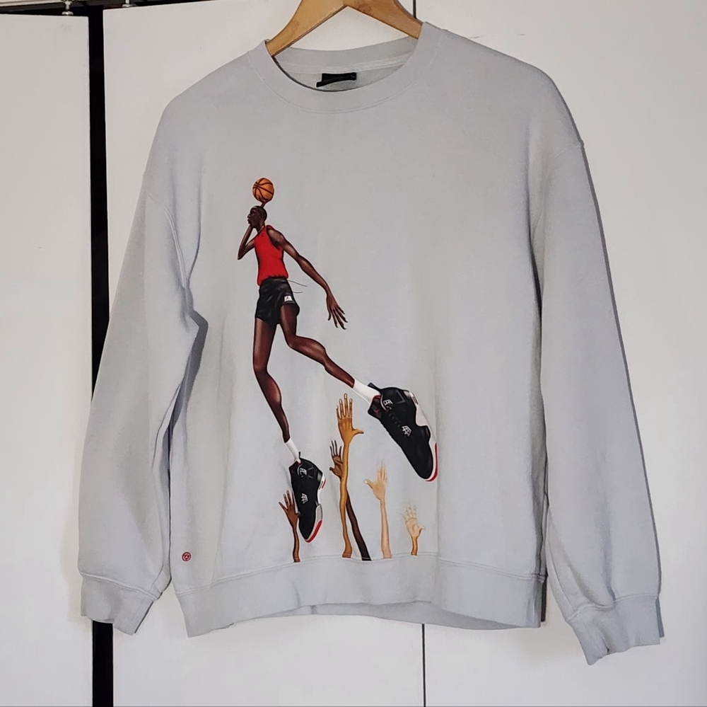 Jordan Crewneck Sweater - Gray with Graphic Design